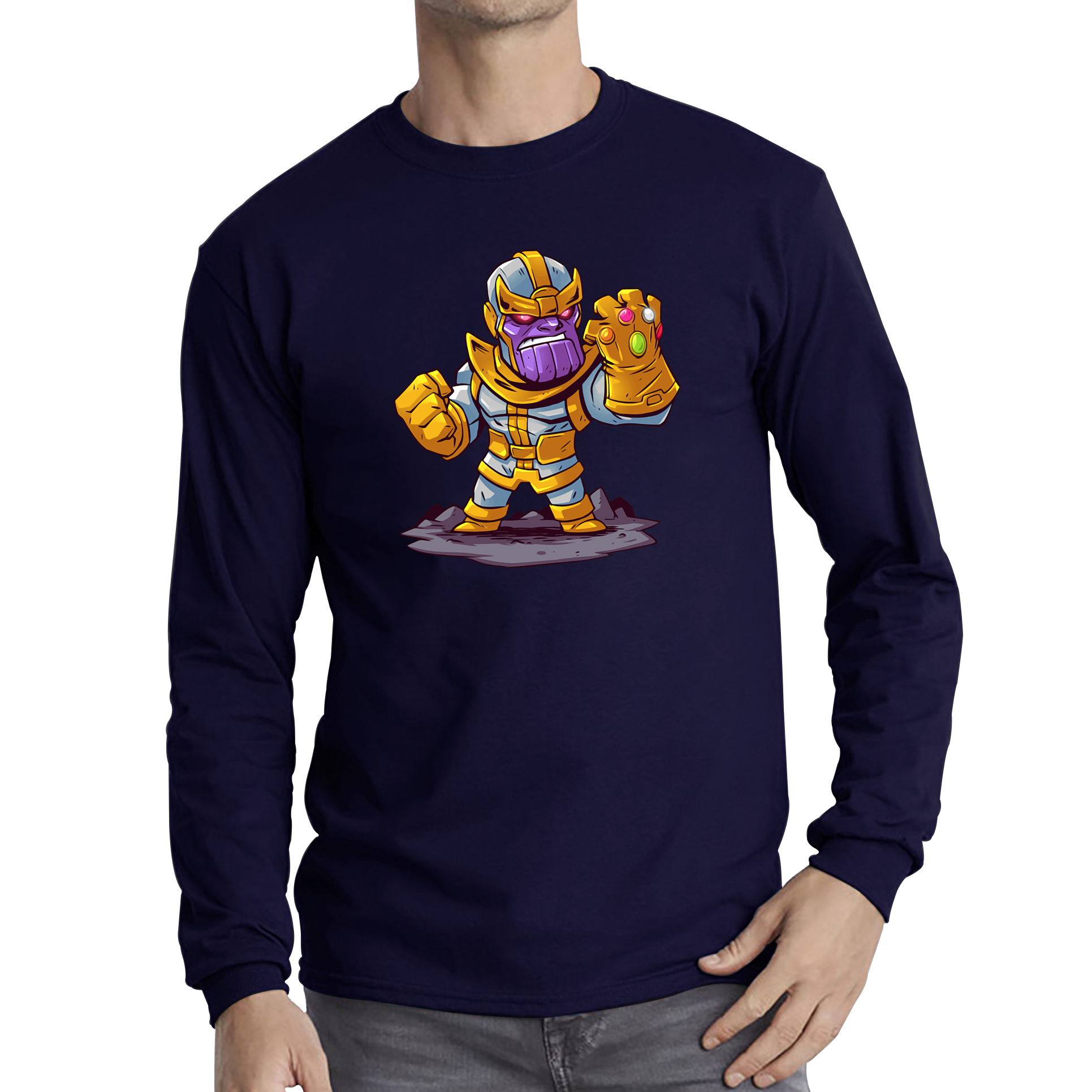 Thanos Mad Titan Cute Cartoon Shirt Marvel Avengers Comic Thanos Long Sleeve T Shirt