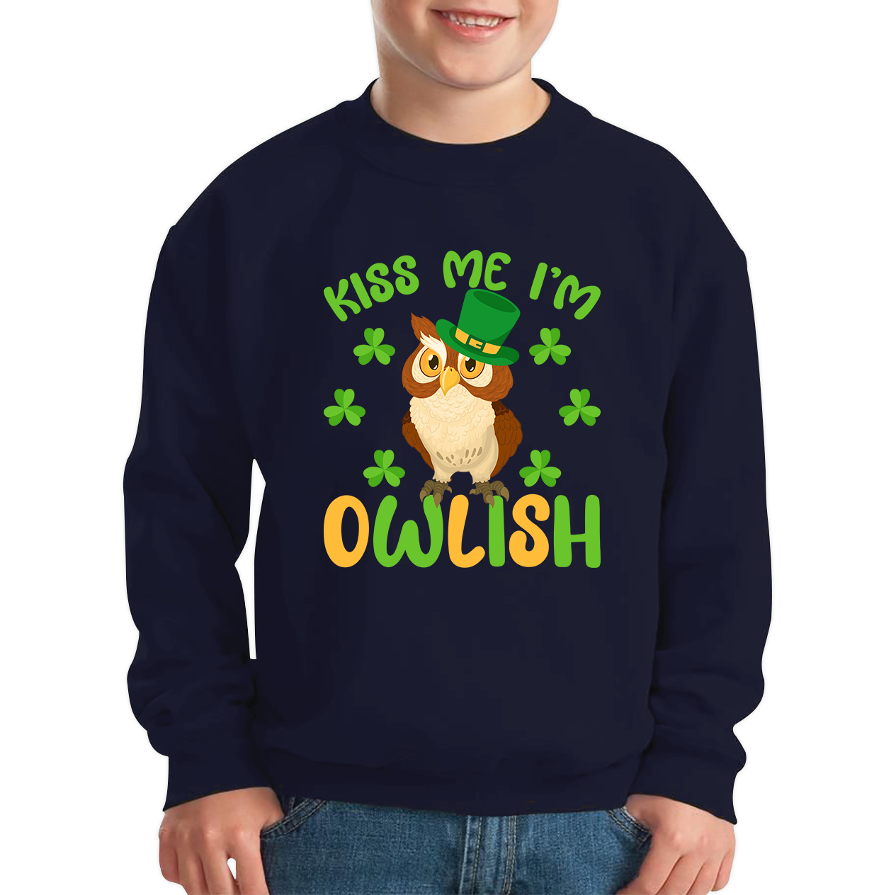 Kiss Me I'm Owlish St. Patrick's Day Jumper