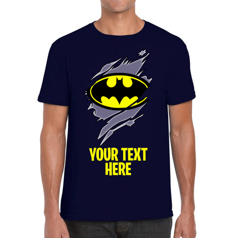 Personalised Your Text Batman Logo T-Shirt DC Comics Superhero Birthday Gifts Mens Tee Top