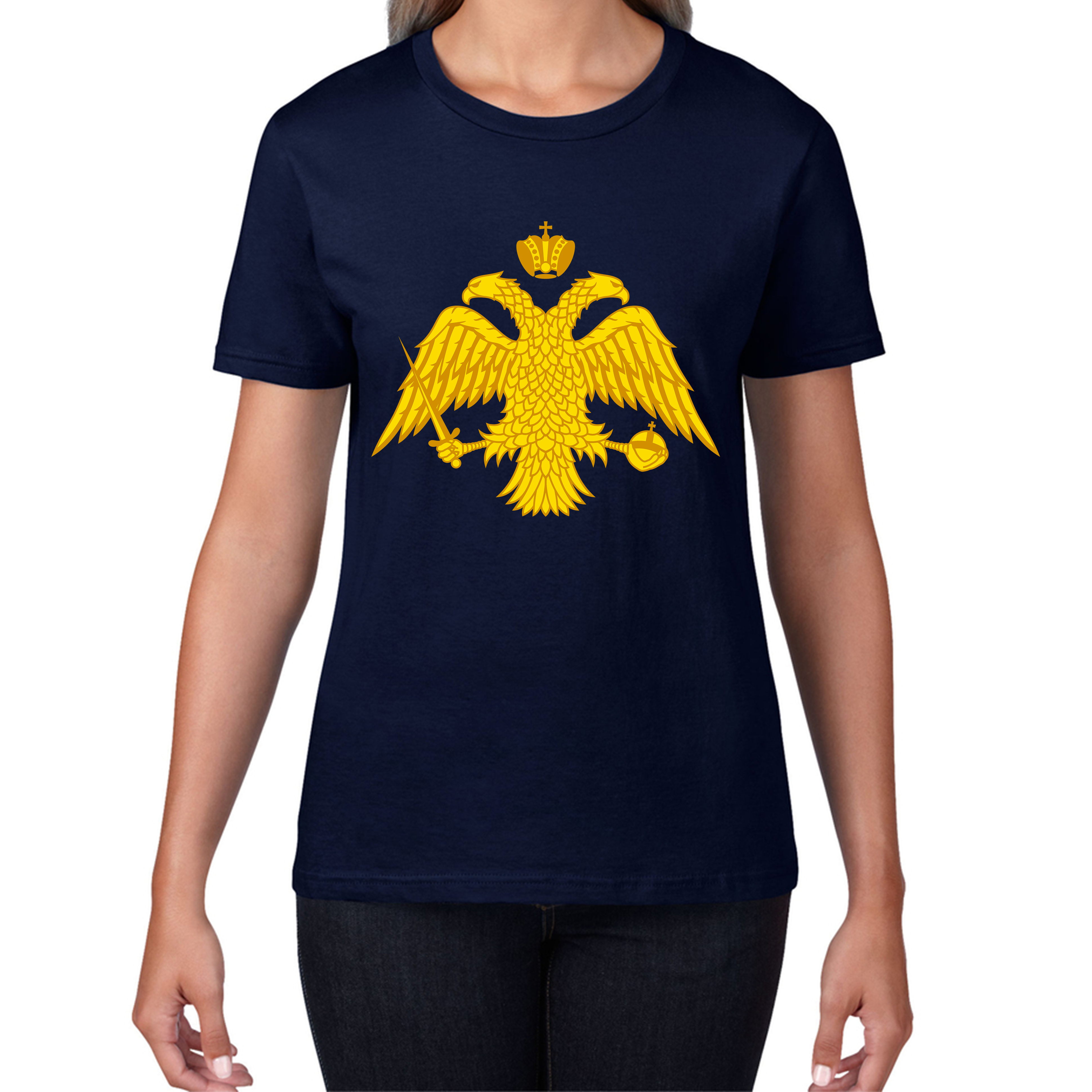 Byzantine Empire Byzantium Double Headed Eagle Symbol - Double Headed Eagle Orthodox Ladies T Shirt