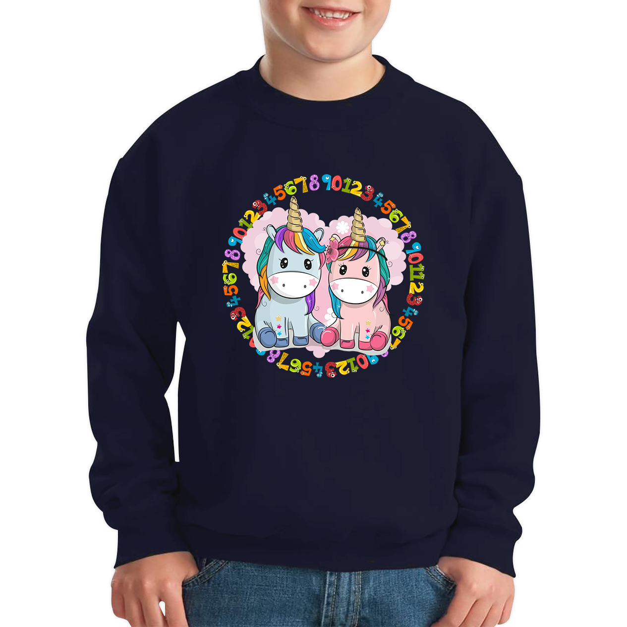 World Number Day Unicorn Cute Unicorn Couple Maths Day Numbers Day Counting Unicorn Lovers Kids Jumper