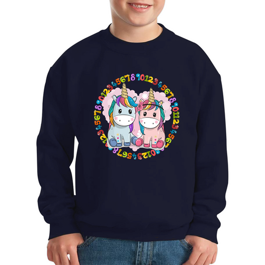 World Number Day Unicorn Cute Unicorn Couple Maths Day Numbers Day Counting Unicorn Lovers Kids Jumper