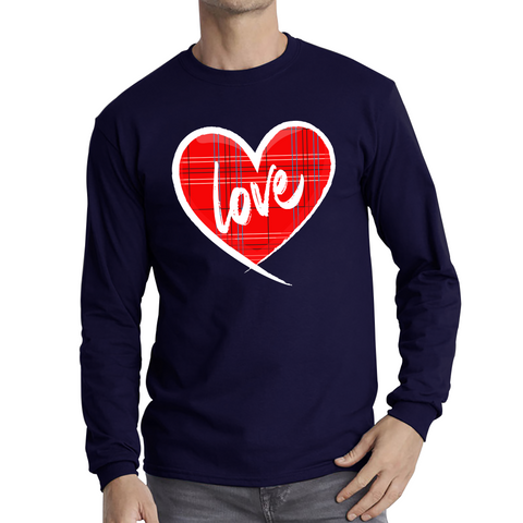 Hand Drawn Love Heart Happy Valentine's Day Lover Heart Long Sleeve T Shirt