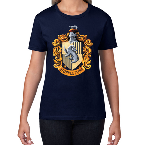 Harry Potter House Of Hufflepuff Hogwarts Crest Ladies T Shirt