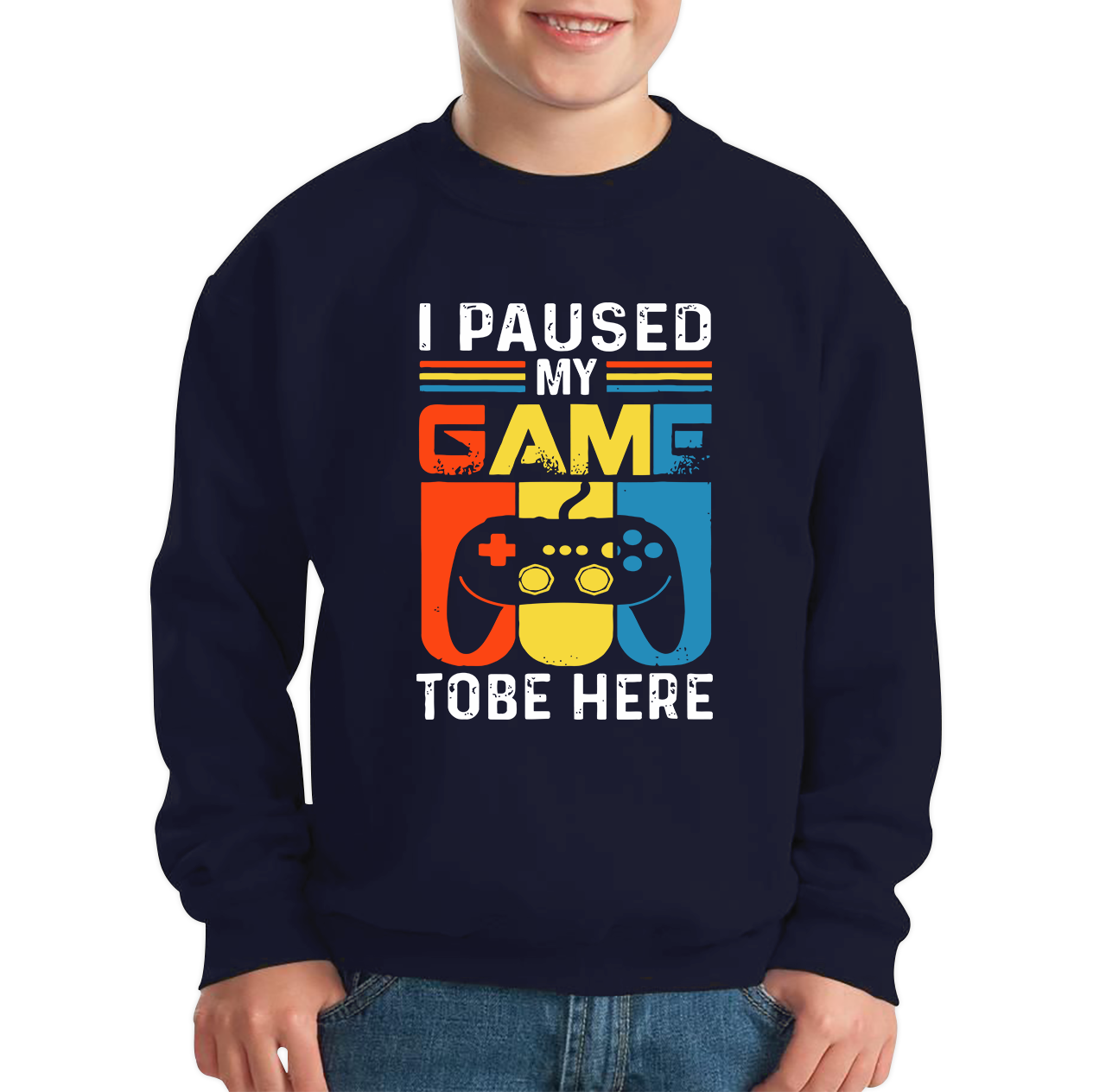 I Paused My Game To Be Here Funny Novelty Sarcastic Video Game Kids Sweatshirt