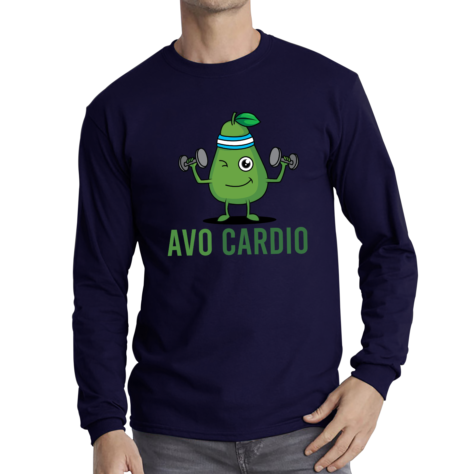 Avo Cardio Funny Avocado Fitness Adult Long Sleeve T Shirt