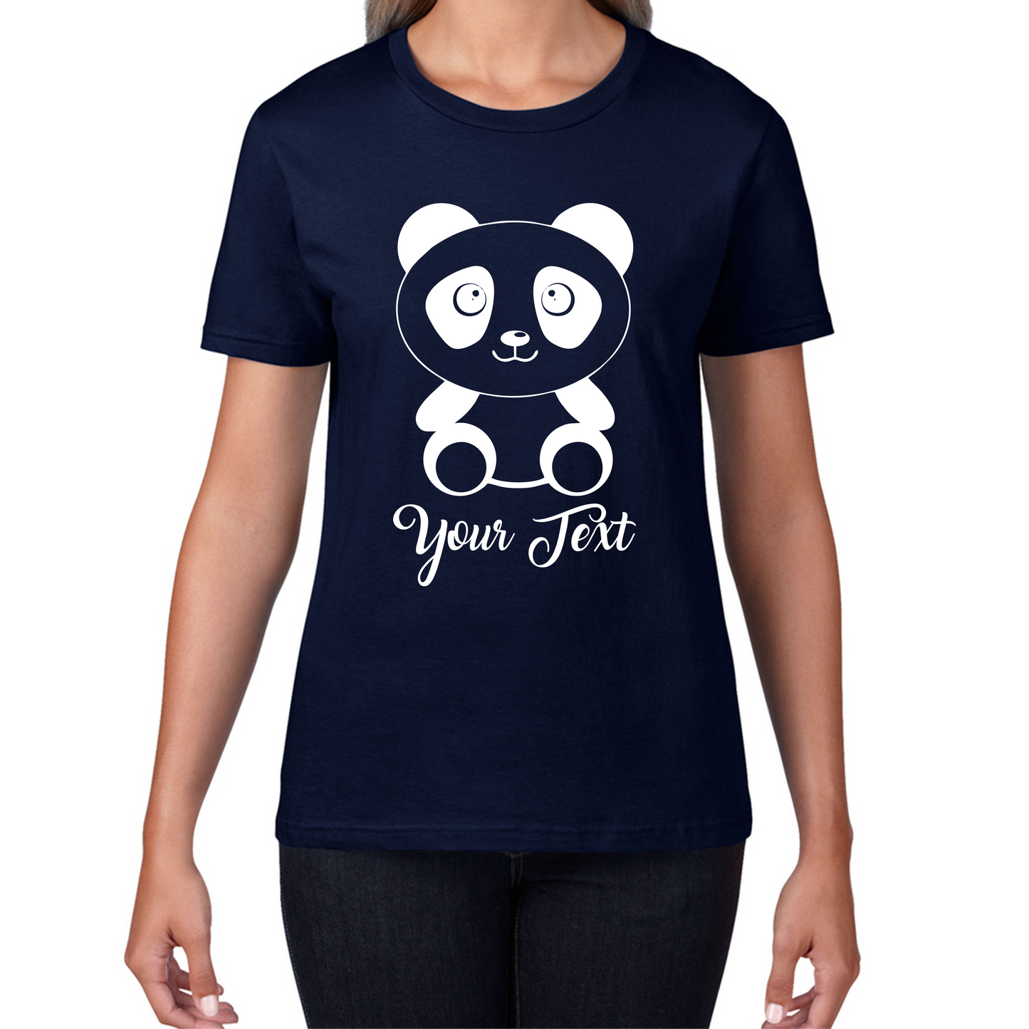Personalised Cute Panda Bear Your Text Funny Cute Animal Lovers Womens Tee Top