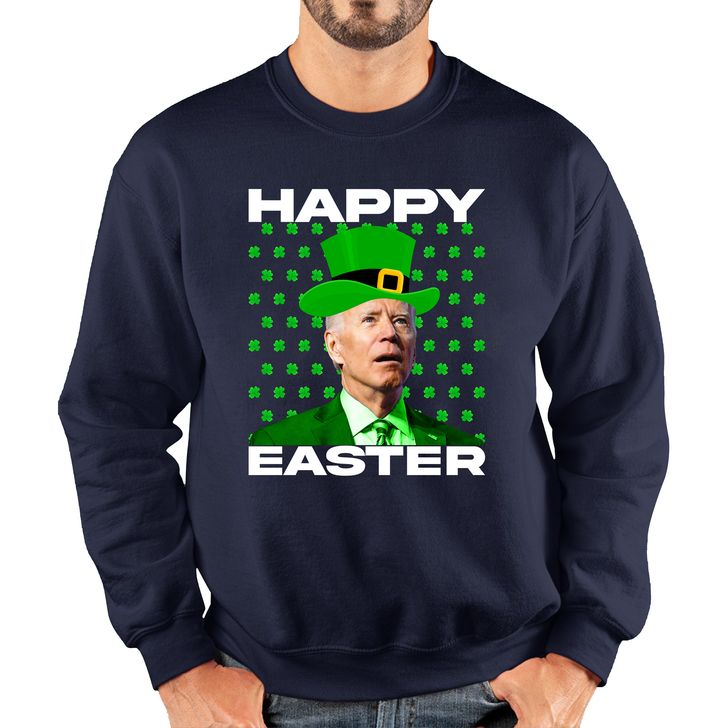 Happy Easter Confused Biden St Patricks Day Meme Joe Biden Shamrock Funny Irish Unisex Sweatshirt