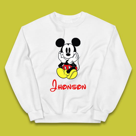 Personalised Sitting Disney Mickey Mouse Minnie Mouse Your Name Cute Cartoon Character Disney World Kids Jumper