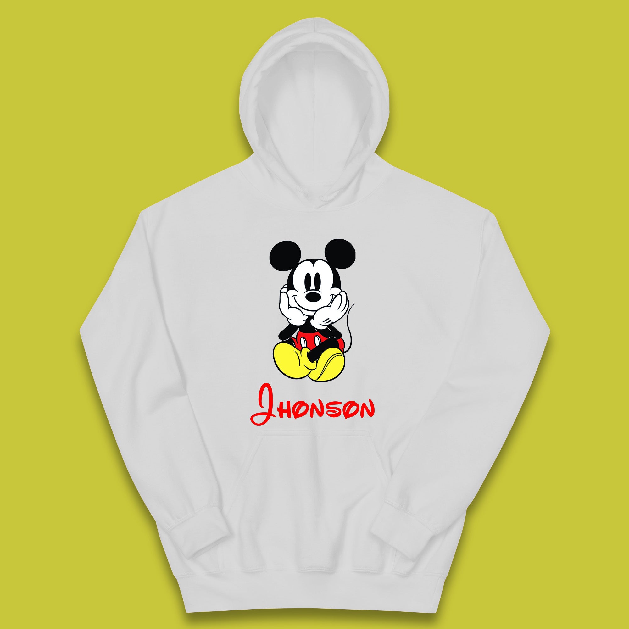 Personalised Sitting Disney Mickey Mouse Minnie Mouse Your Name Cute Cartoon Character Disney World Kids Hoodie