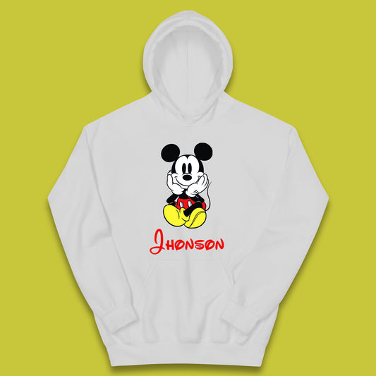 Personalised Sitting Disney Mickey Mouse Minnie Mouse Your Name Cute Cartoon Character Disney World Kids Hoodie