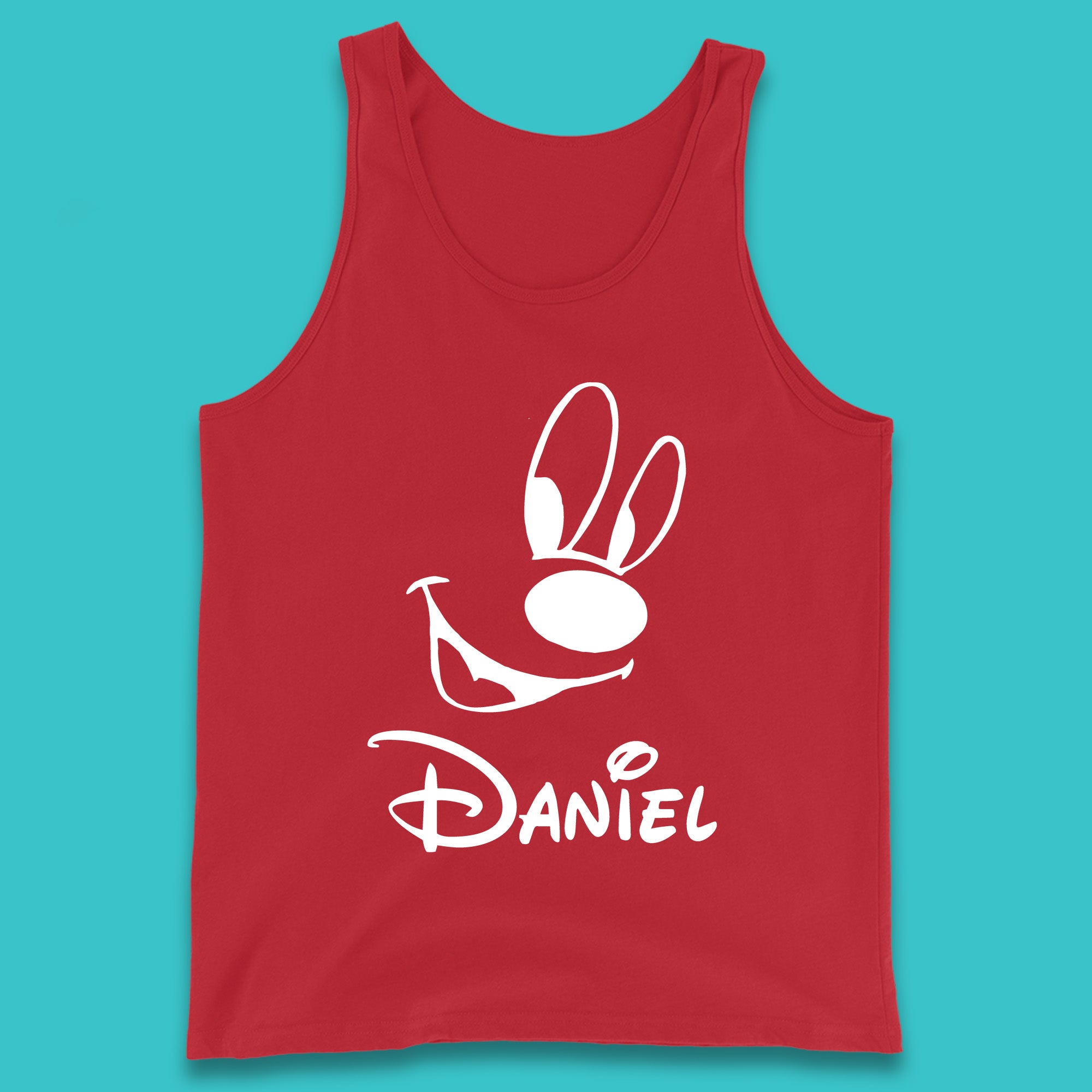 Personalised Disney Oswald the Lucky Rabbit Face Your Name Vintage Animated Cartoon Character Disney Trip Tank Top