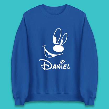 Personalised Disney Oswald the Lucky Rabbit Face Your Name Vintage Animated Cartoon Character Disney Trip Unisex Sweatshirt