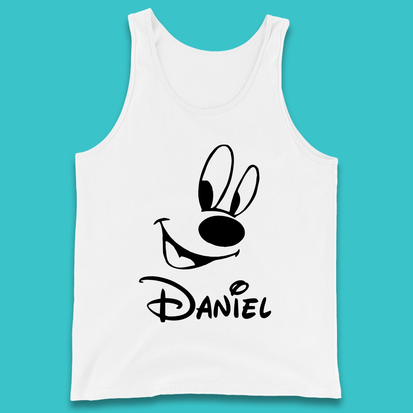 Personalised Disney Oswald the Lucky Rabbit Face Your Name Vintage Animated Cartoon Character Disney Trip Tank Top