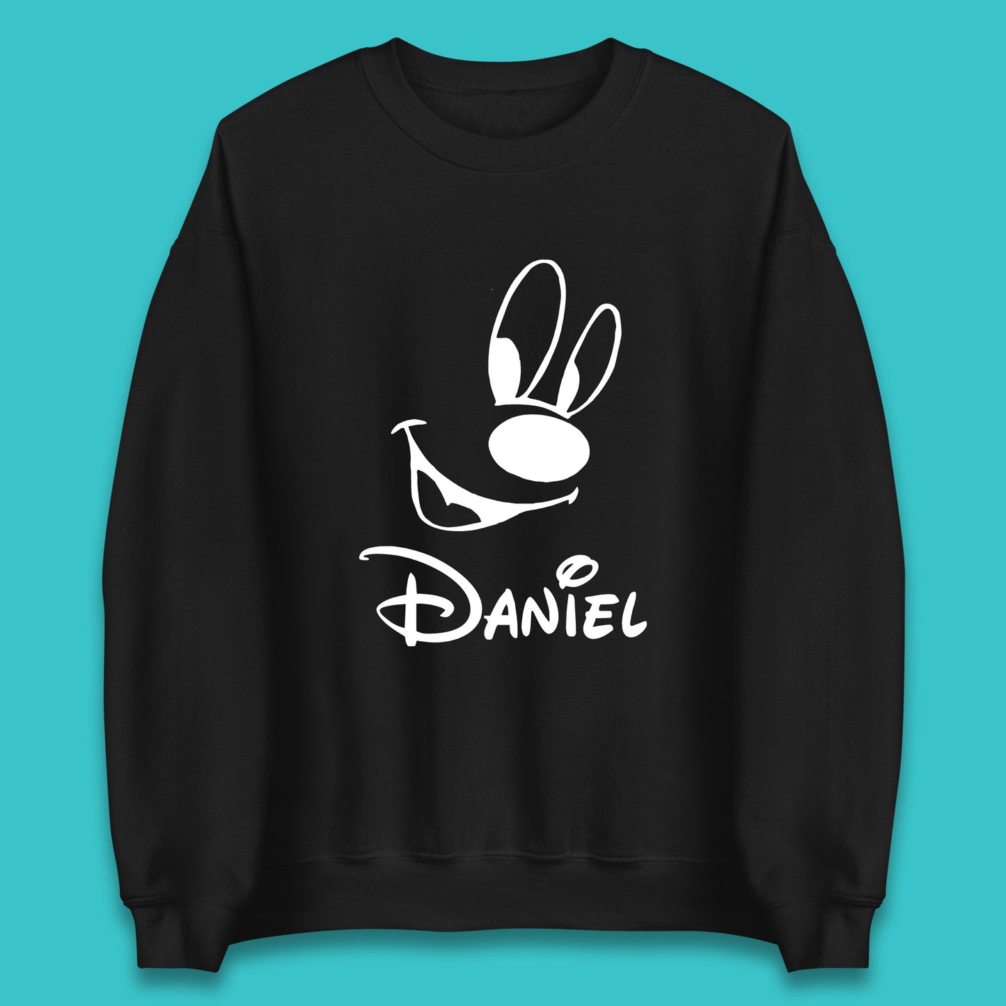 Personalised Disney Oswald the Lucky Rabbit Face Your Name Vintage Animated Cartoon Character Disney Trip Unisex Sweatshirt