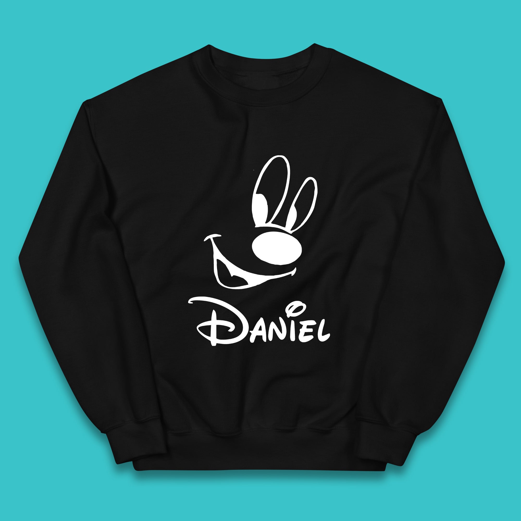 Personalised Disney Oswald the Lucky Rabbit Face Your Name Vintage Animated Cartoon Character Disney Trip Kids Jumper
