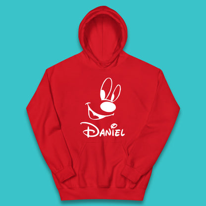 Personalised Disney Oswald the Lucky Rabbit Face Your Name Vintage Animated Cartoon Character Disney Trip Kids Hoodie