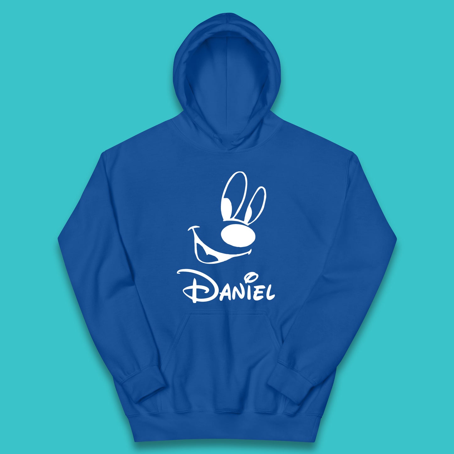 Personalised Disney Oswald the Lucky Rabbit Face Your Name Vintage Animated Cartoon Character Disney Trip Kids Hoodie