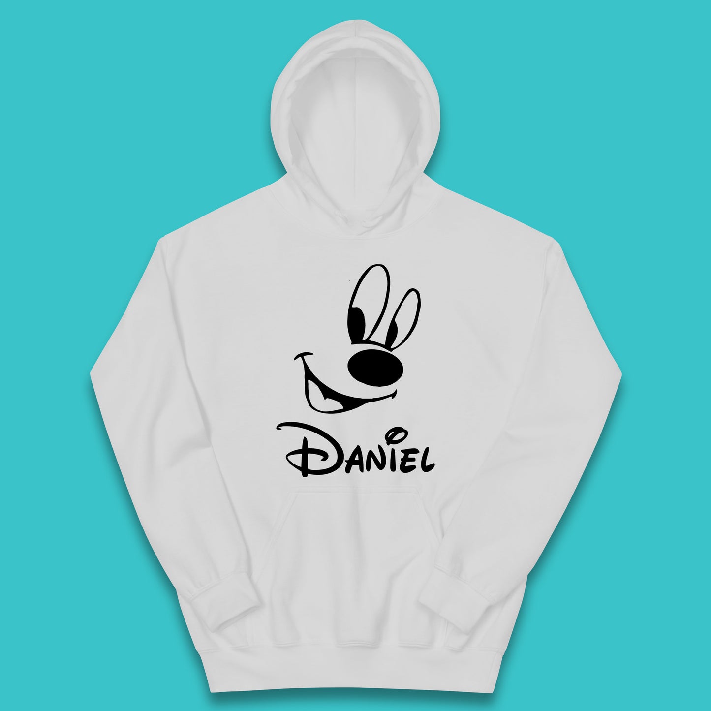 Personalised Disney Oswald the Lucky Rabbit Face Your Name Vintage Animated Cartoon Character Disney Trip Kids Hoodie