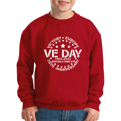 Victory In Europe VE Day 1945-2023 78th Anniversary Armed Forces Victory Day Remembrance Day Kids Jumper