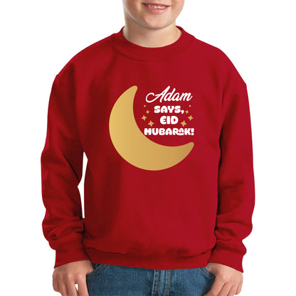 Personalised Your Name Says Eid Mubarak Moon Islamic Blessed Festive Celebration Religious Holy Month Kids Jumper