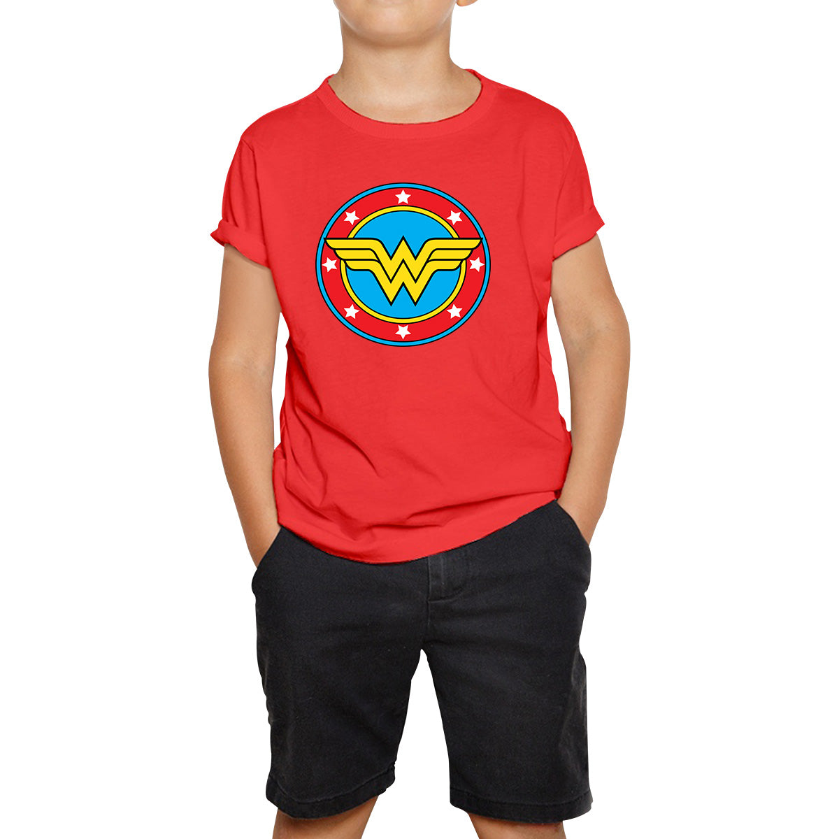 Wonder Woman Shield Logo Superhero Wonder Girl Comic Book Character Super Woman Kids T Shirt