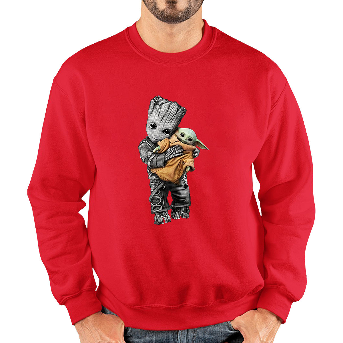 Baby Groot Holding Baby Yoda Avengers Hero Star Avenger Jedi Wars Star Wars Day 46th Anniversary Unisex Sweatshirt