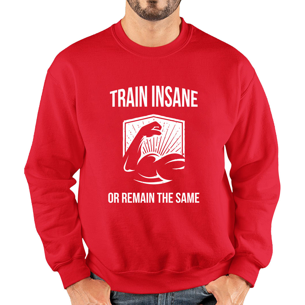 Train Insane Or Remain The Same Bodybuilders Gym Motivational Workout Muscular Bodybuilder Unisex Sweatshirt