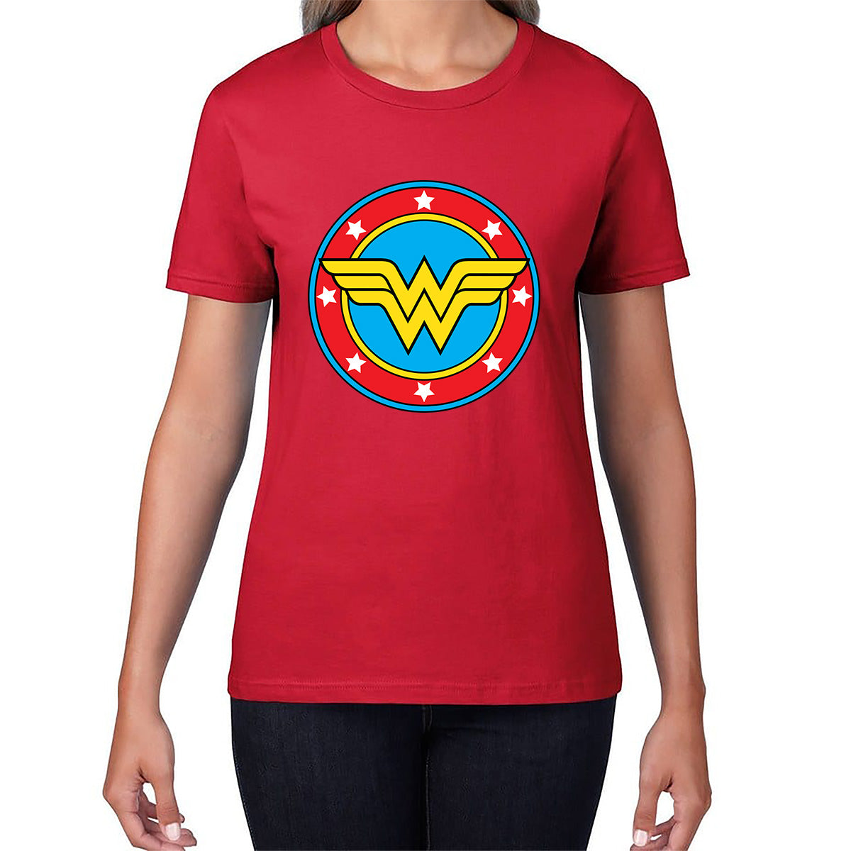 Wonder Woman Shield Logo Superhero Wonder Girl Comic Book Character Super Woman Womens Tee Top