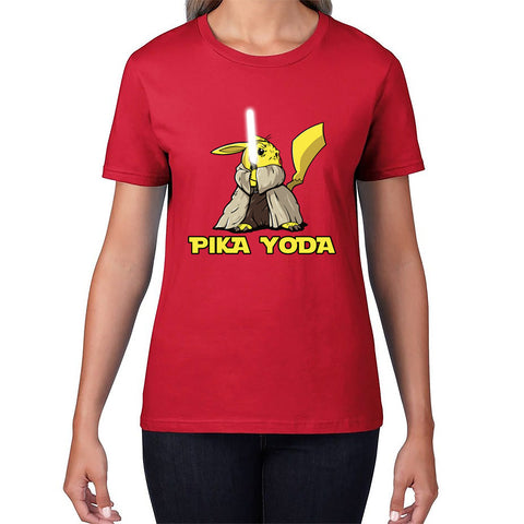Pika Yoda Pikachu As Master Yoda Jedi Pokémon Star Wars Parody Jedi Pika Star Wars Day 46th Anniversary Womens Tee Top