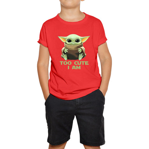 Too Cute I Am Star Wars Baby Yoda Green Humanoid Alien Disney Star Wars Day Yoda Star Wars 46th Anniversary Kids T Shirt