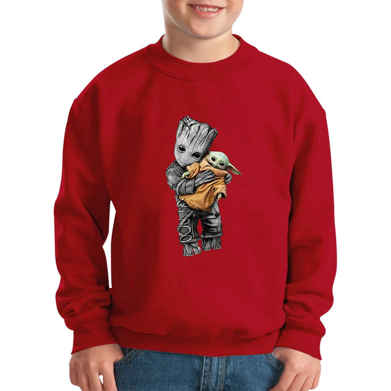Baby Groot Holding Baby Yoda Avengers Hero Star Avenger Jedi Wars Star Wars Day 46th Anniversary Kids Jumper