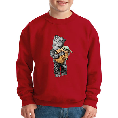 Baby Groot Holding Baby Yoda Avengers Hero Star Avenger Jedi Wars Star Wars Day 46th Anniversary Kids Jumper