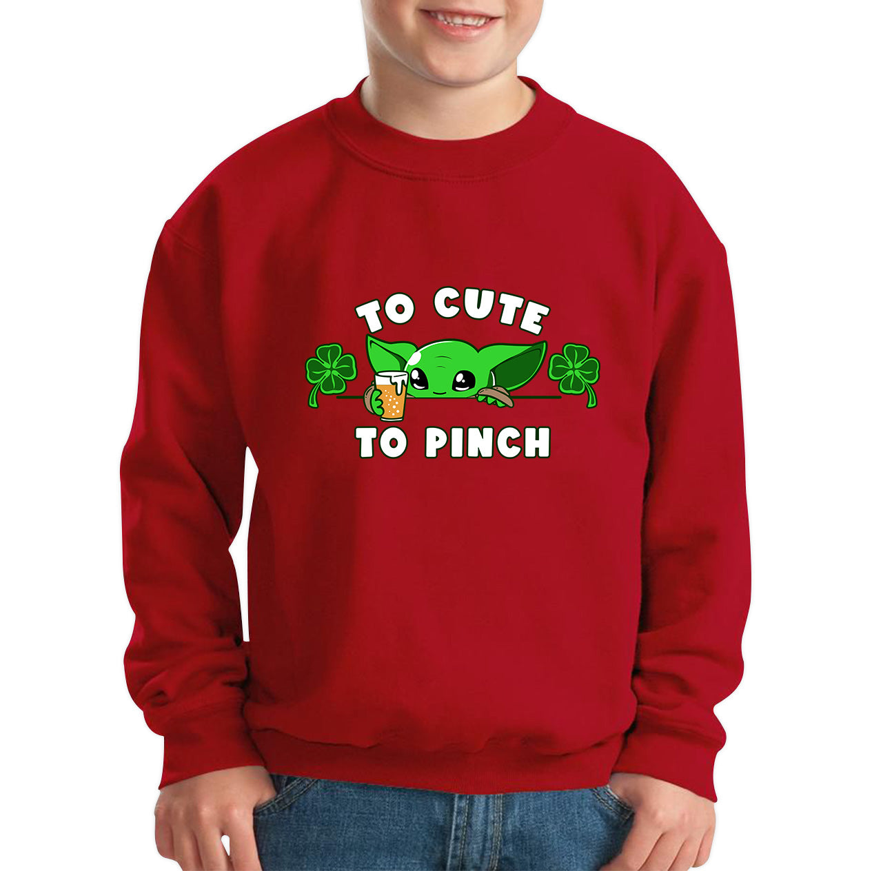 To Cute To Pinch Shamrock St Patrick's Day Green Irish Festival St Paddys Day Kids Jumper