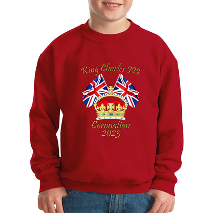 King Charles III Coronation 2023 United Kingdom Flags Royal Crown Ruling Monarch Of England CR III Kids Jumper