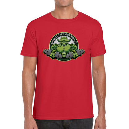 Small You Are Gain You Must Yoda Lifting  Star Wars Dagobah Gym Fitness Bodybuilding Jedi Master Star Wars Day 46th Anniversary Mens Tee Top