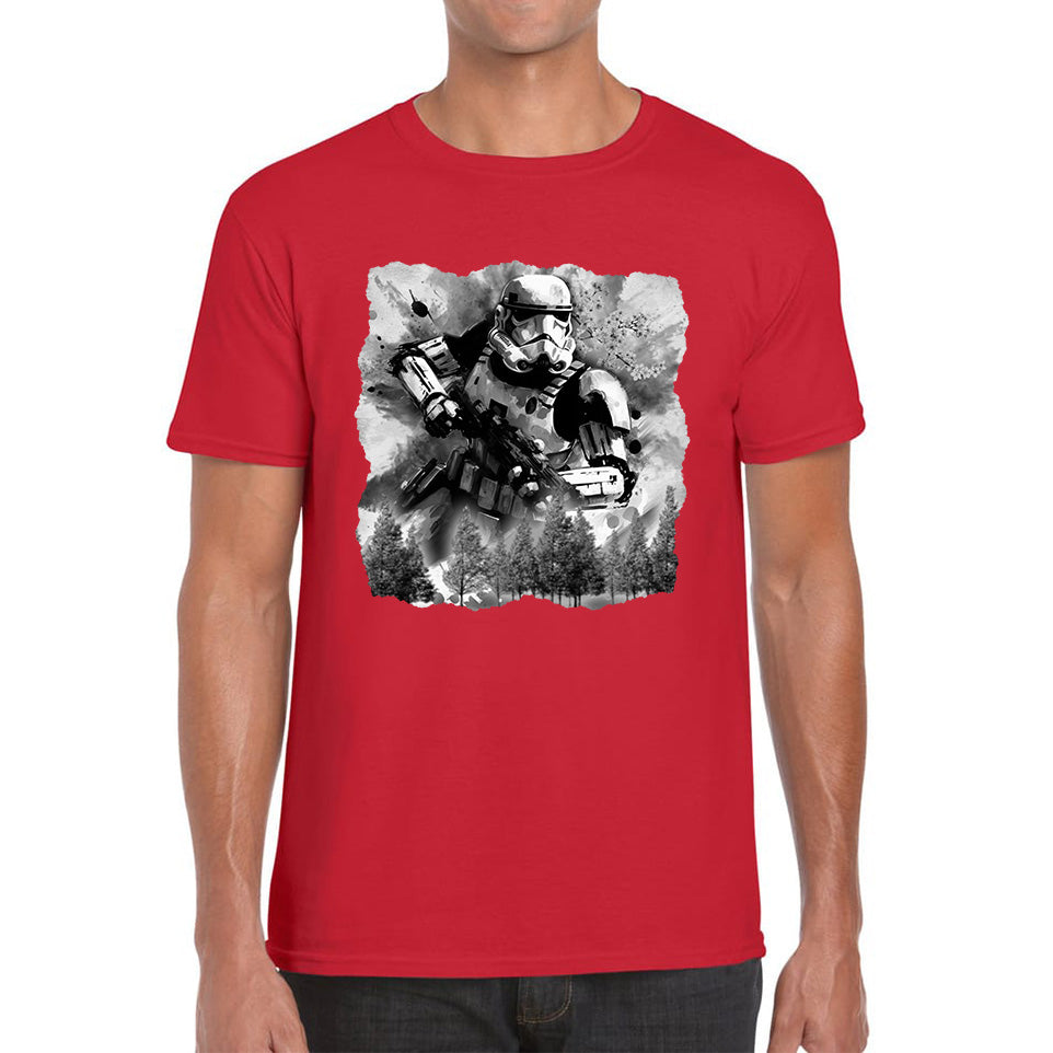 Hunter In The Forest Death Star Vintage Poster Graphic Movie Series Mens Tee Top