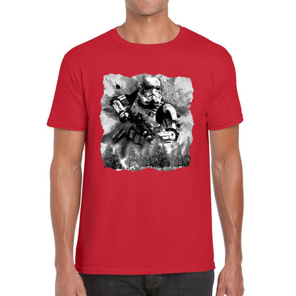 Hunter In The Forest Death Star Vintage Poster Graphic Movie Series Mens Tee Top