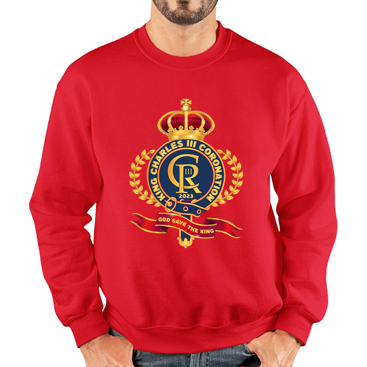 King Charles III Coronation 2023 CR III God Save The King Royal Crown United Kingdom Ruling Monarch Unisex Sweatshirt