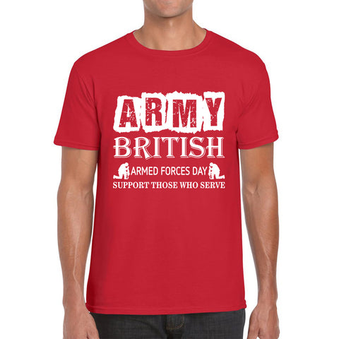 Army British Armed Forces Day Support Those Who Serve Lest We Forget Remembrance Day Veterans Day Poppy Flower Mens Tee Top