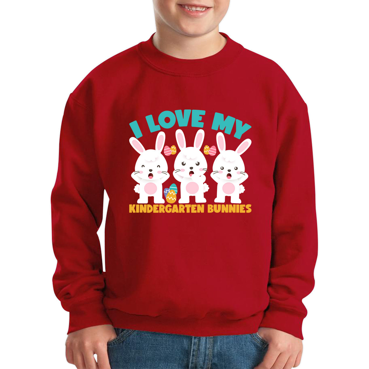 I Love My Kindergarten Bunnies Teacher Easter Bunny Teacher Back To School Kids Jumper