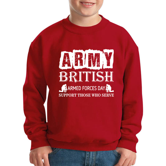 Army British Armed Forces Day Support Those Who Serve Lest We Forget Remembrance Day Veterans Day Poppy Flower Kids Jumper