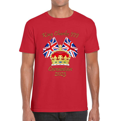 King Charles III Coronation 2023 United Kingdom Flags Royal Crown Ruling Monarch Of England CR III Mens Tee Top