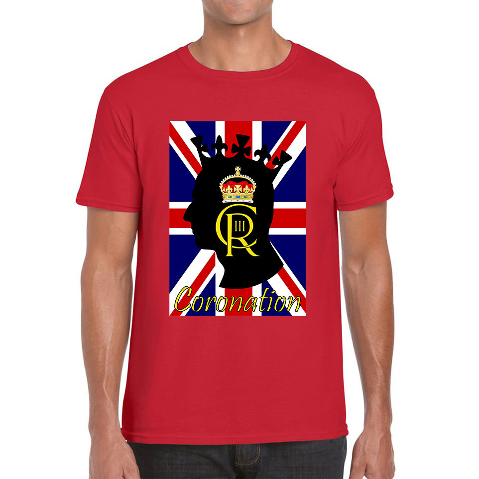 CR III Coronation Of King Charles III Royal Crown British Flag Great Britain Union Jack Mens Tee Top