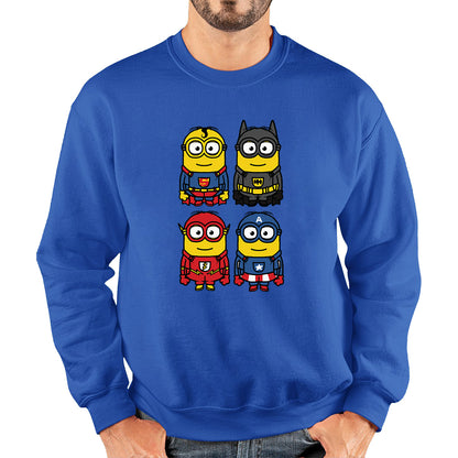 The 4 Minions Heros Super Minions Captain America Batman Superman Riddler The Flash Dc Minions Parody Pop Art Unisex Sweatshirt