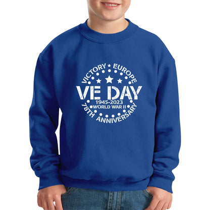 Victory In Europe VE Day 1945-2023 78th Anniversary Armed Forces Victory Day Remembrance Day Kids Jumper