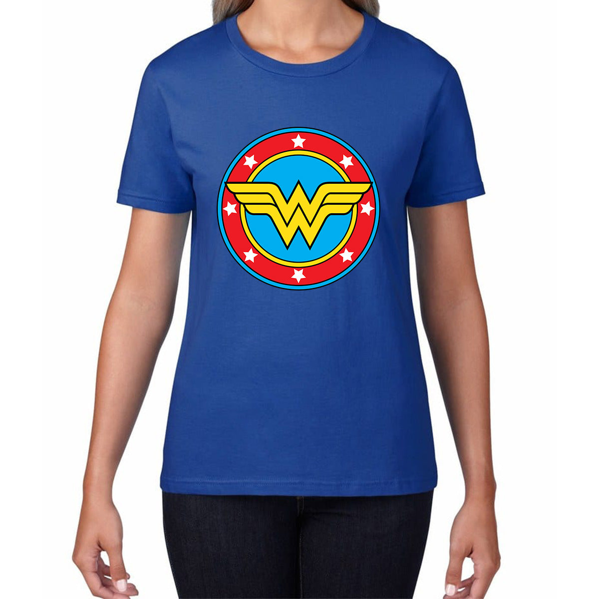 Wonder Woman Shield Logo Superhero Wonder Girl Comic Book Character Super Woman Womens Tee Top