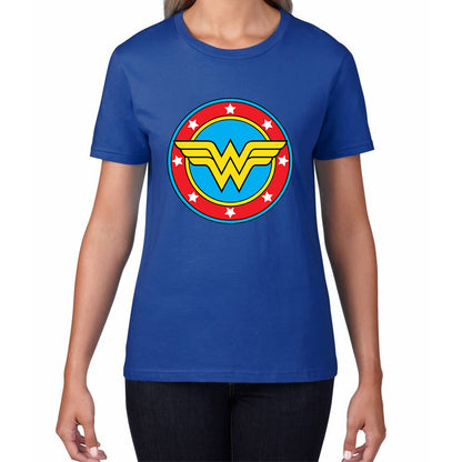 Wonder Woman Shield Logo Superhero Wonder Girl Comic Book Character Super Woman Womens Tee Top
