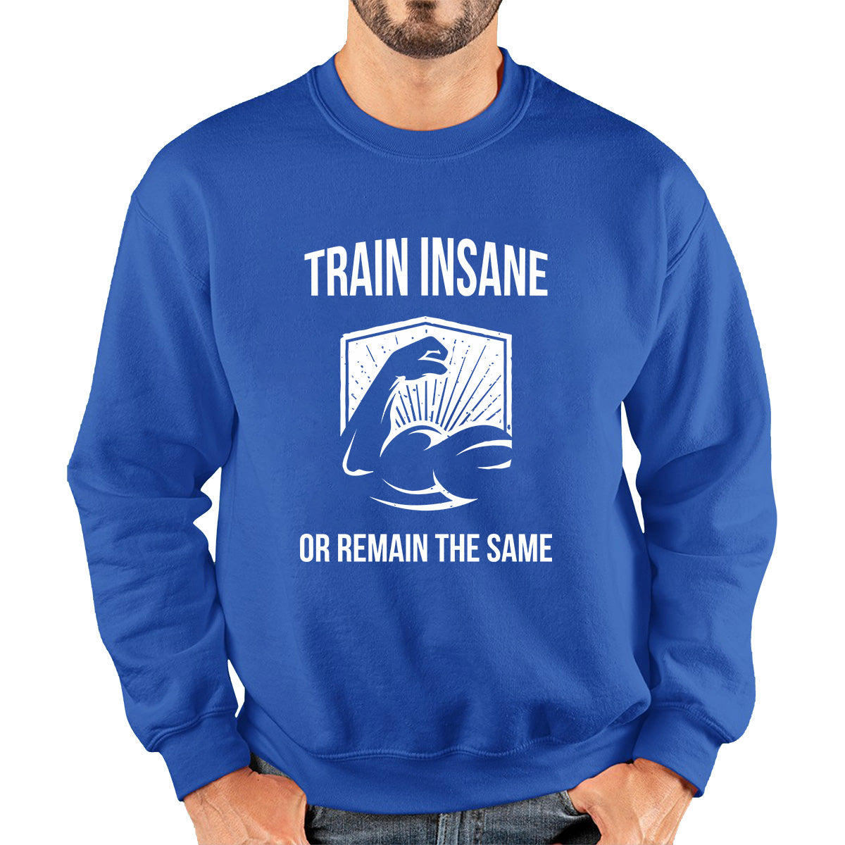 Train Insane Or Remain The Same Bodybuilders Gym Motivational Workout Muscular Bodybuilder Unisex Sweatshirt