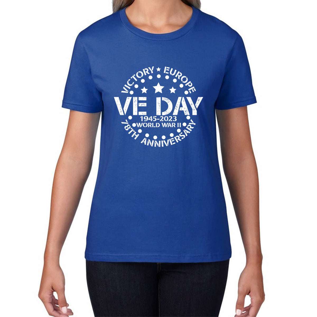 Victory In Europe VE Day 1945-2023 78th Anniversary Armed Forces Victory Day Remembrance Day Womens Tee Top